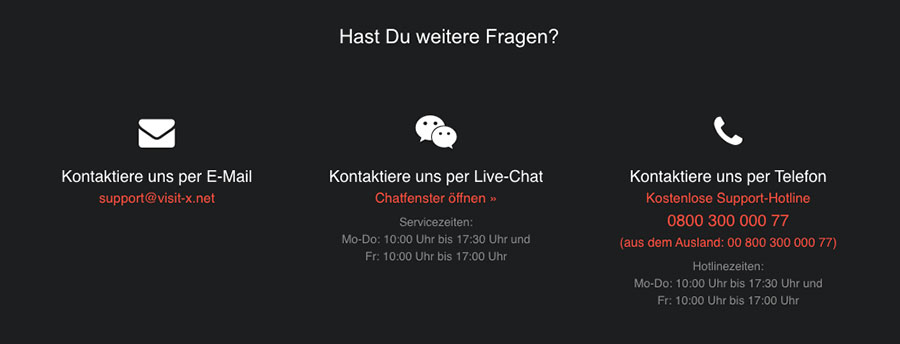 Beianrufsex Kundenservice  aus dem Hause von Visit-X